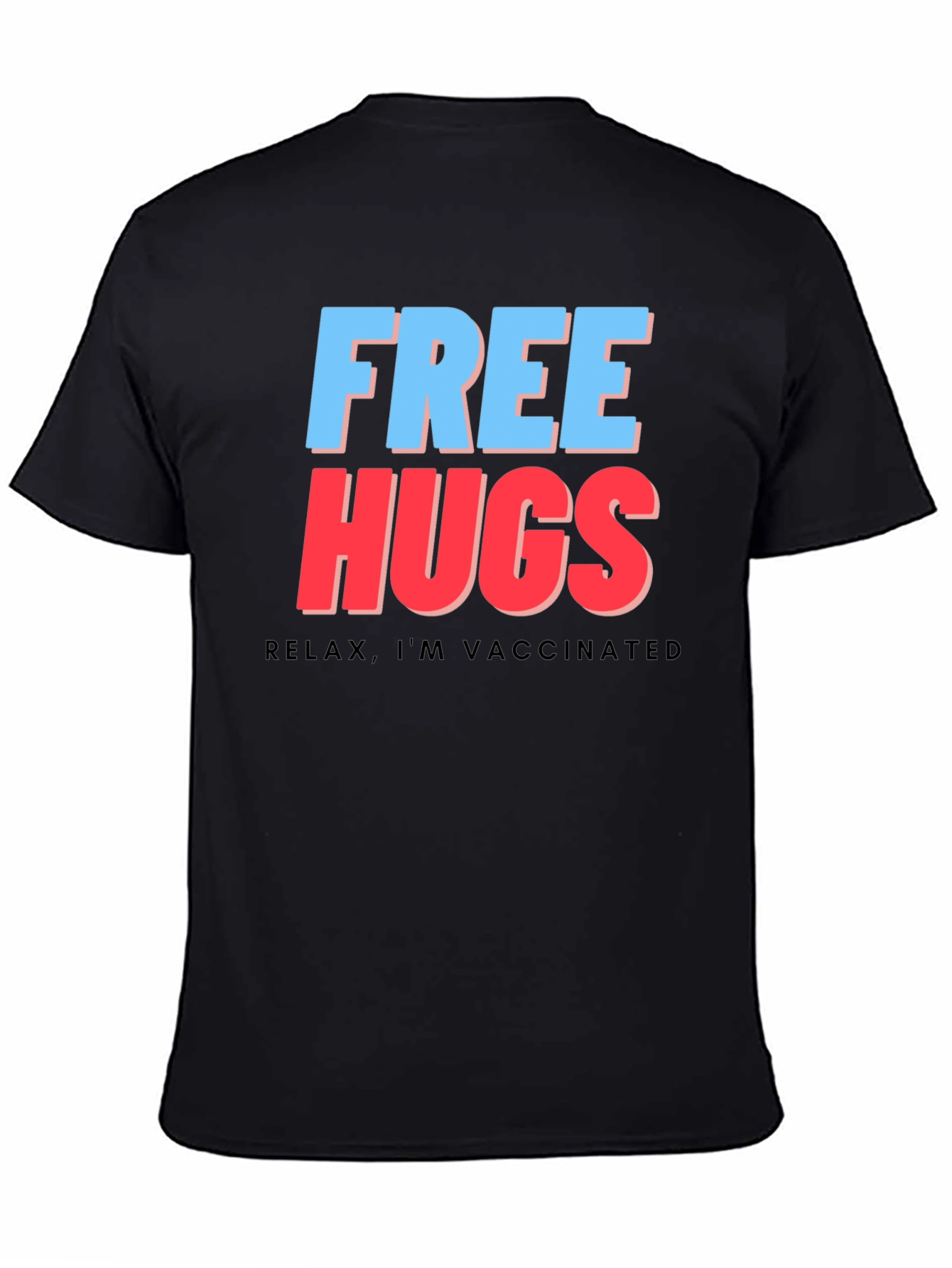 Free Hugs Vaccinated Tee - Black Graphic T-Shirt
