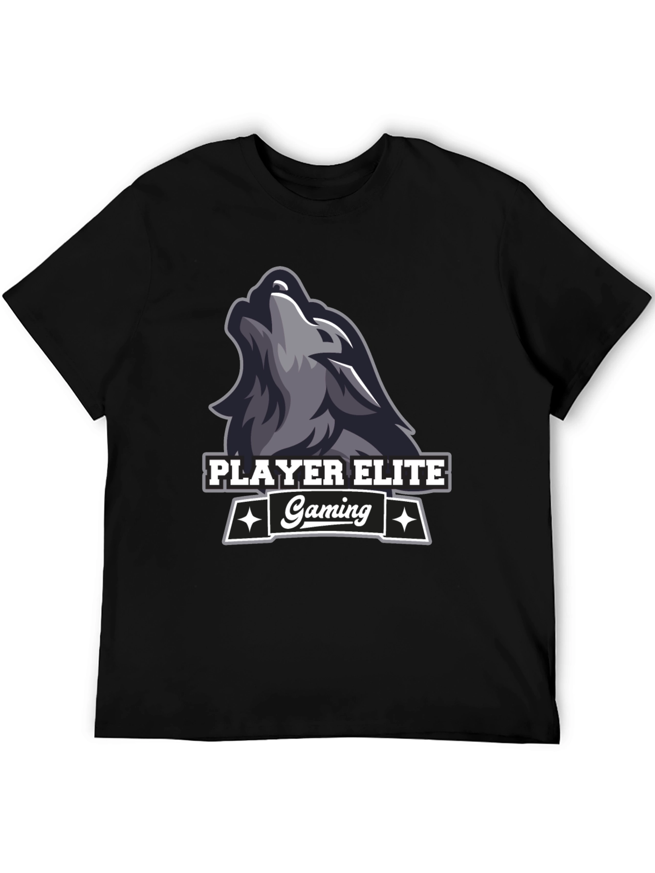 Player Elite Gaming Wolf Logo Black T-Shirt