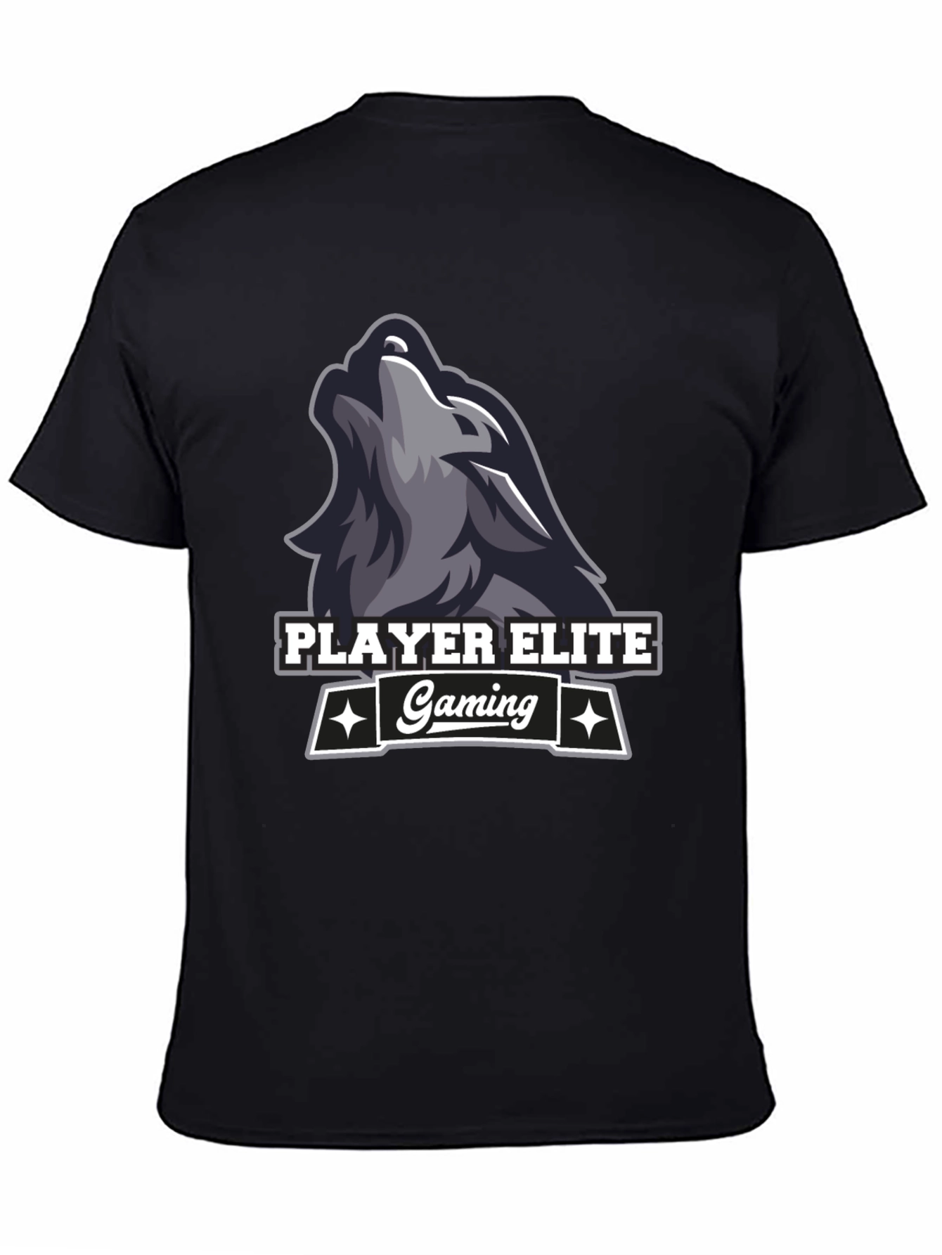 Player Elite Gaming Wolf Logo Black T-Shirt