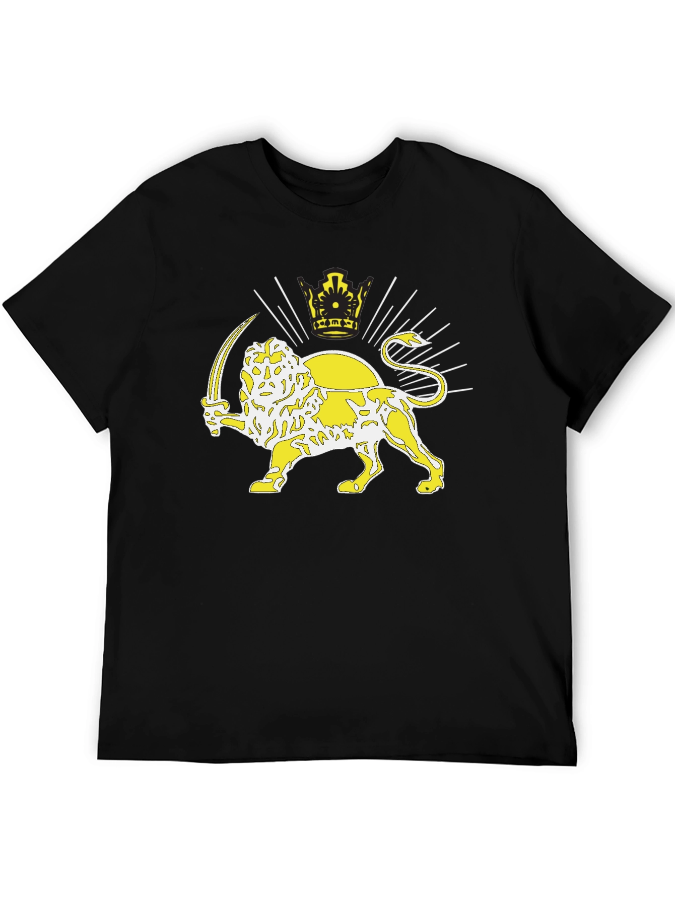 Lion and Sun T-Shirt - Black Crew Neck Tee