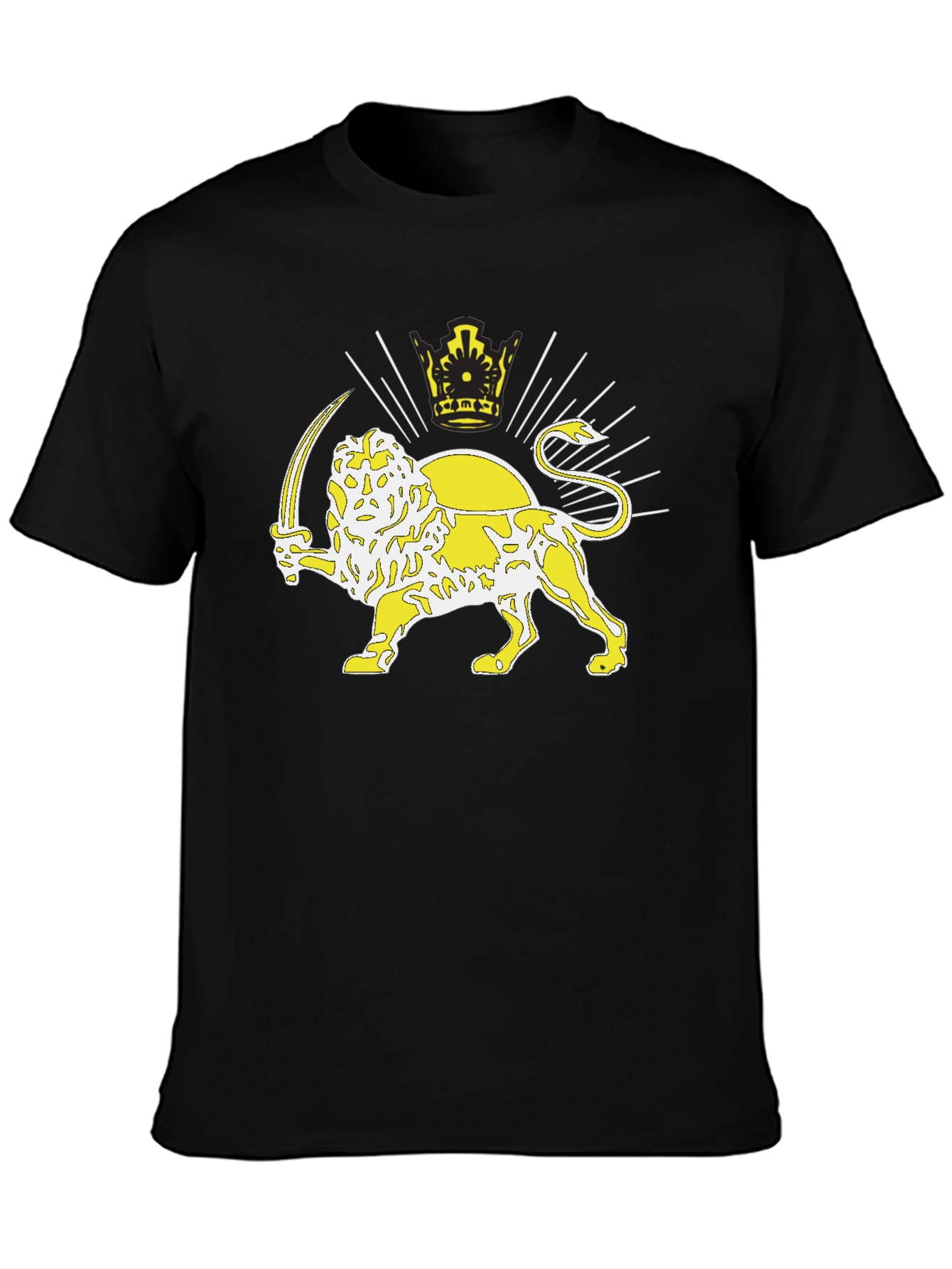 Lion and Sun T-Shirt - Black Crew Neck Tee