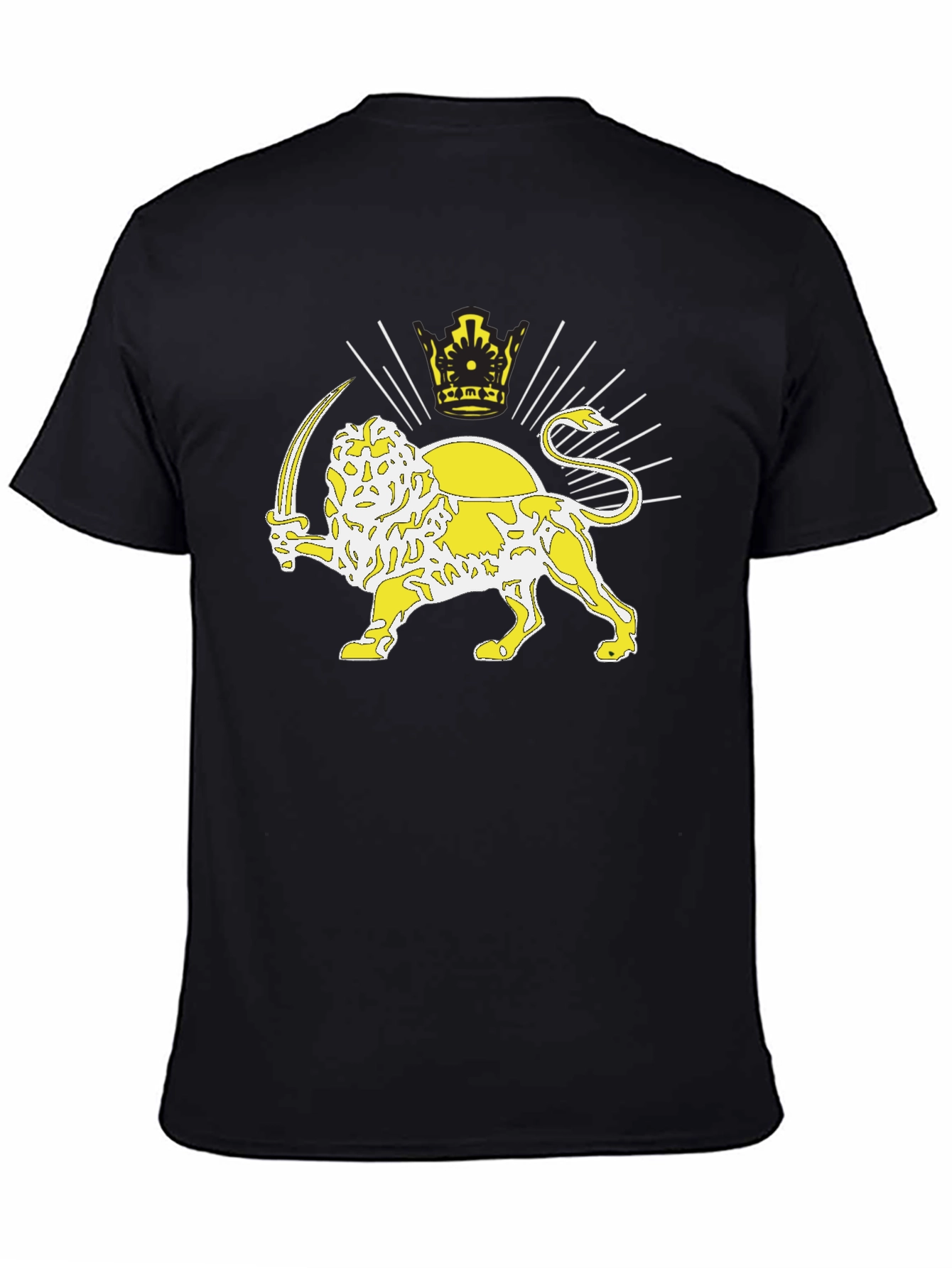 Lion and Sun T-Shirt - Black Crew Neck Tee