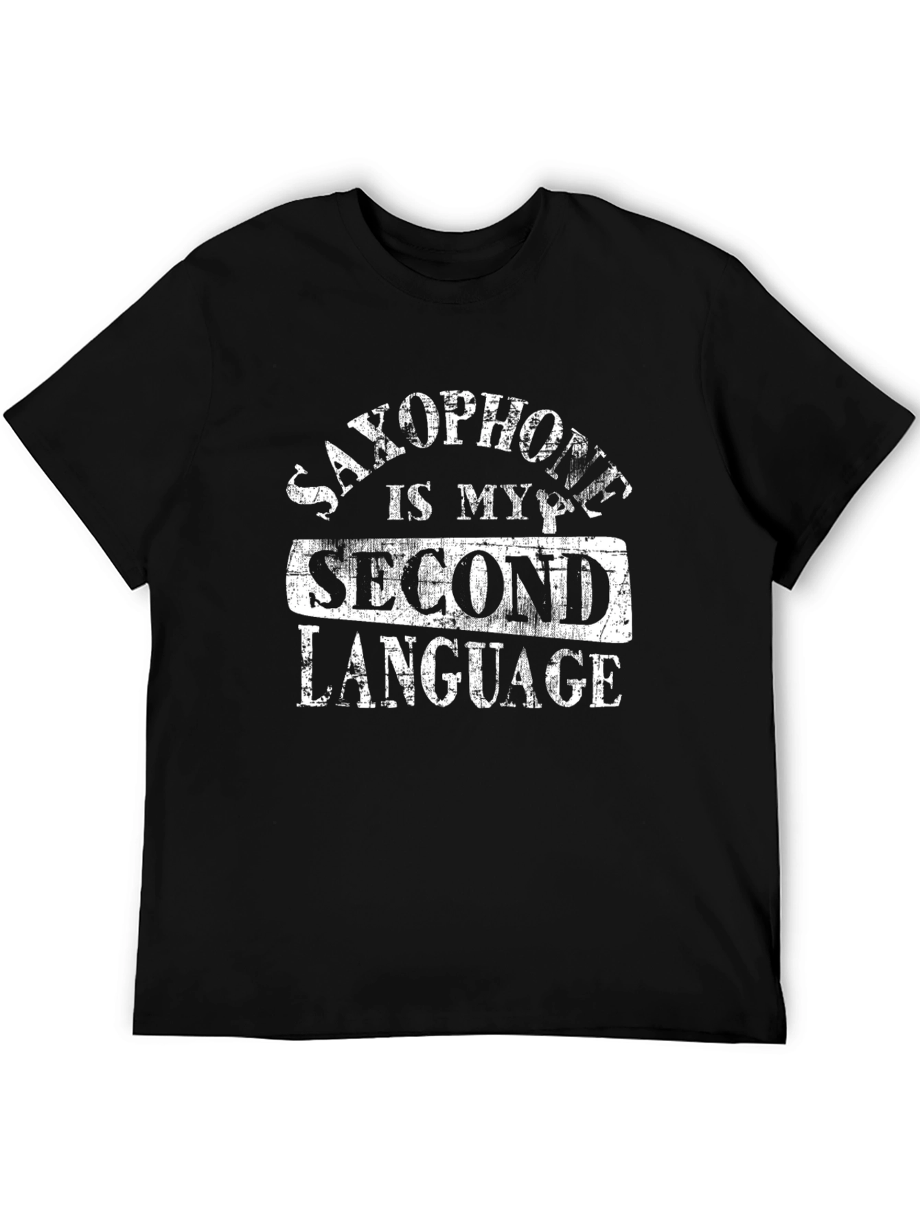 Saxophone is My Second Language Black Graphic Tee