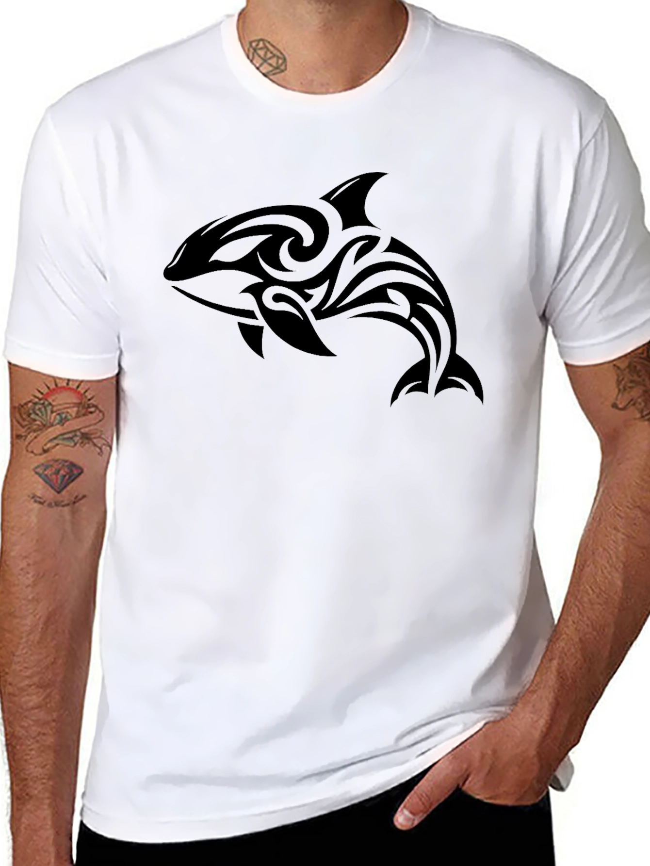 Tribal Orca Graphic Tee - Mens Black T-Shirt