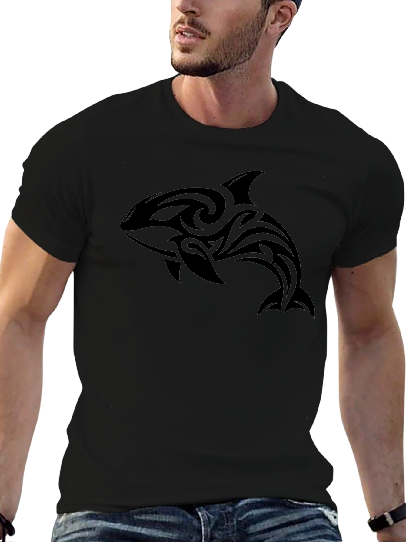 Tribal Orca Graphic Tee - Mens Black T-Shirt