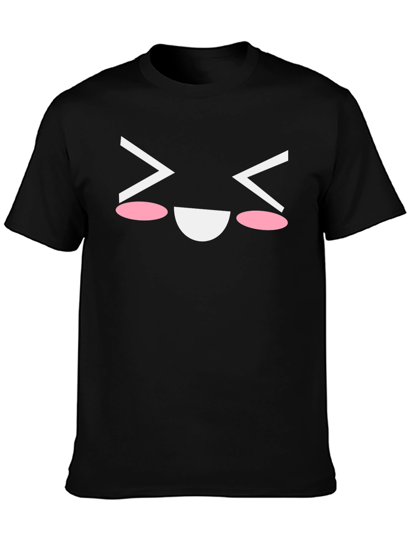Cute Kawaii Face Graphic Tee - Black