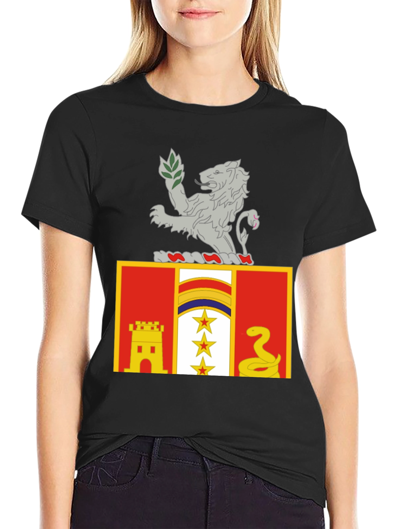 Flag Lion Emblem Black T-Shirt