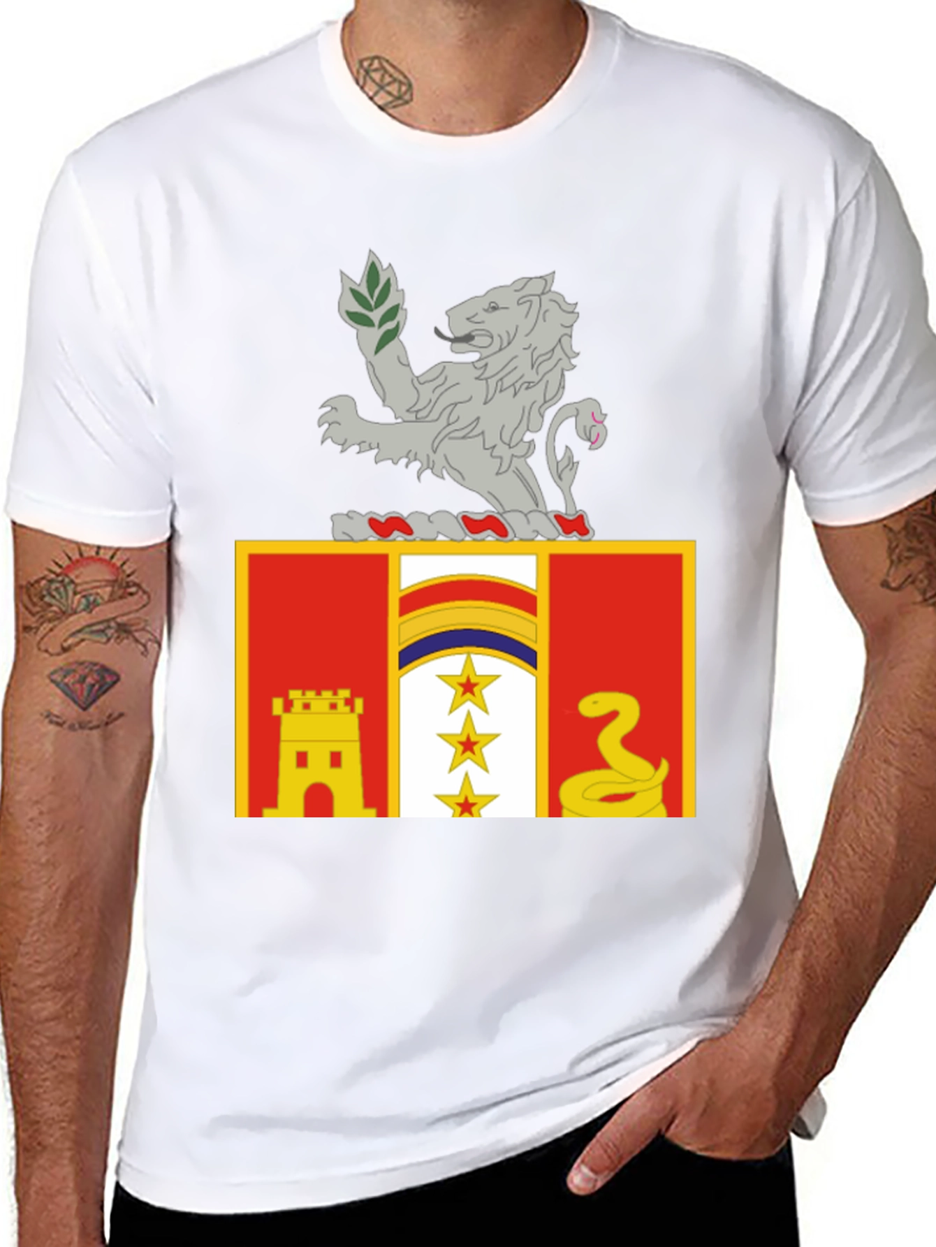 Flag Lion Emblem Black T-Shirt