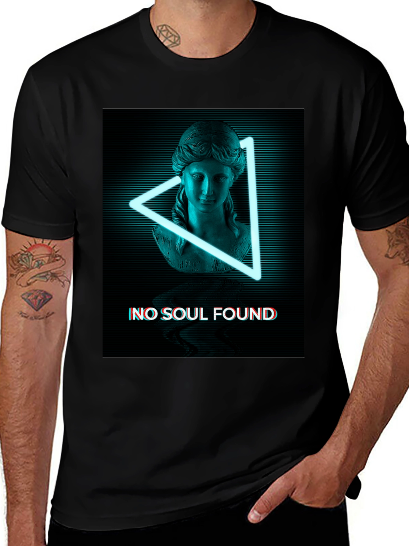 Neon Statue Graphic Tee - No Soul Found T-Shirt