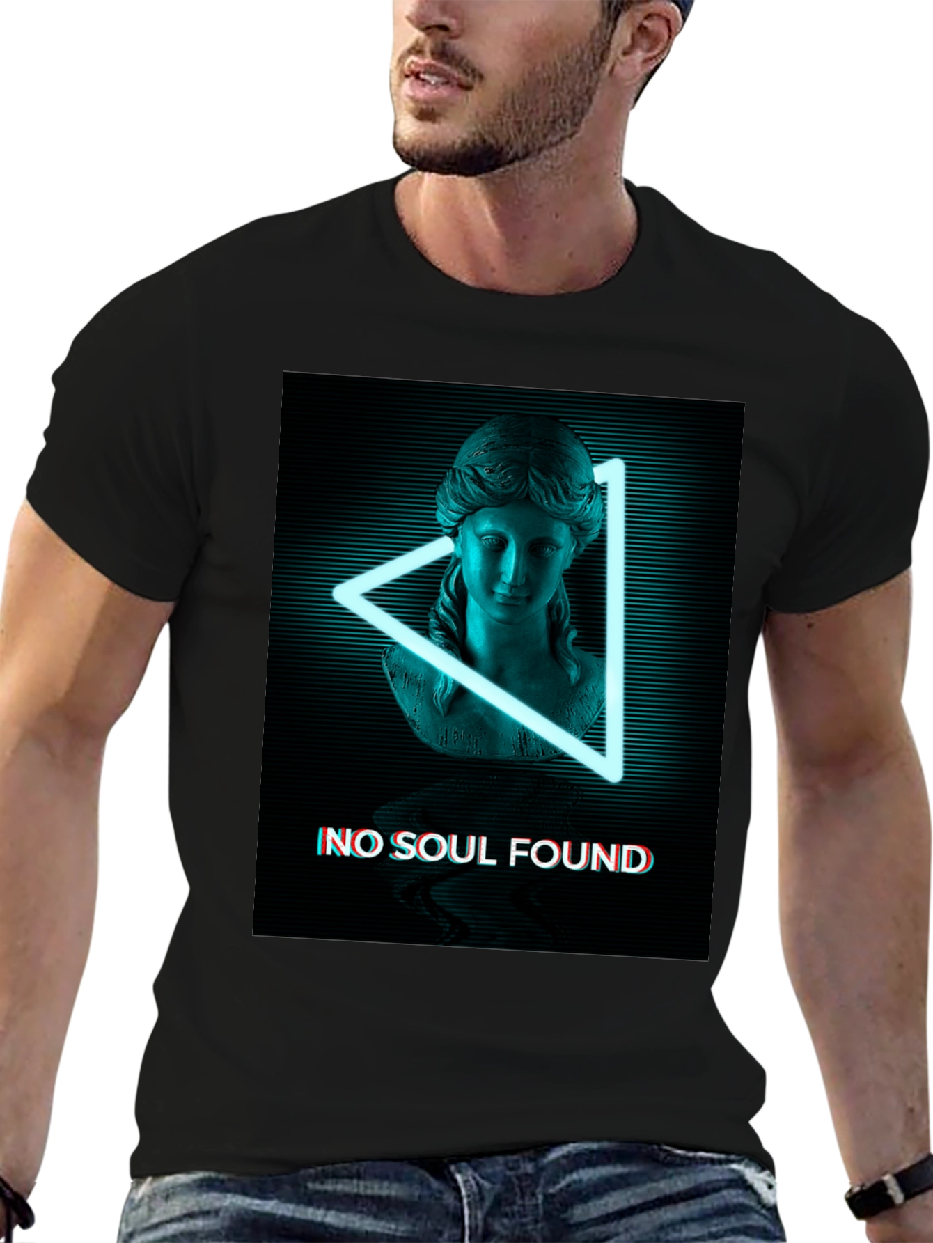 Neon Statue Graphic Tee - No Soul Found T-Shirt