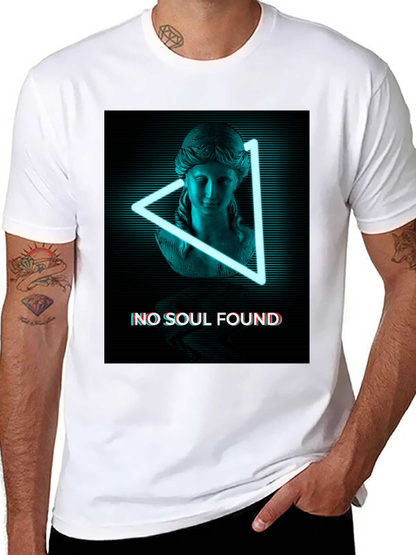 Neon Statue Graphic Tee - No Soul Found T-Shirt