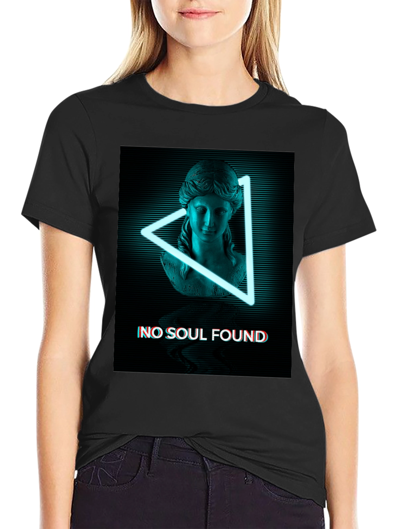 Neon Statue Graphic Tee - No Soul Found T-Shirt