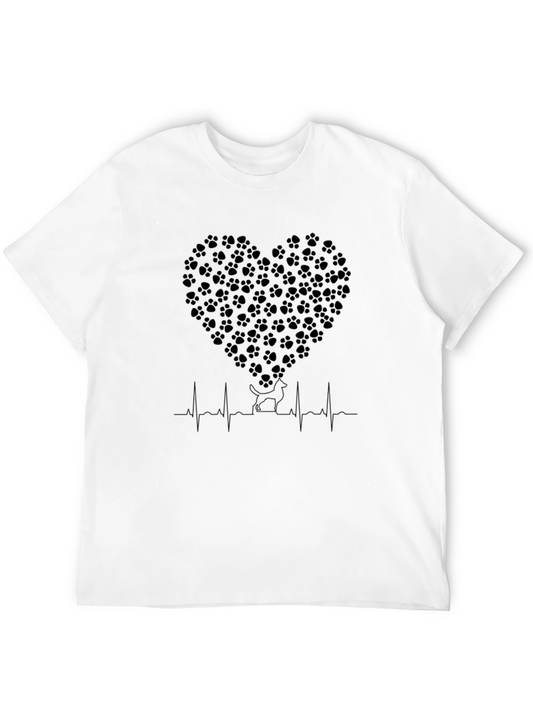Cat Paw Heartbeat T-Shirt - Black