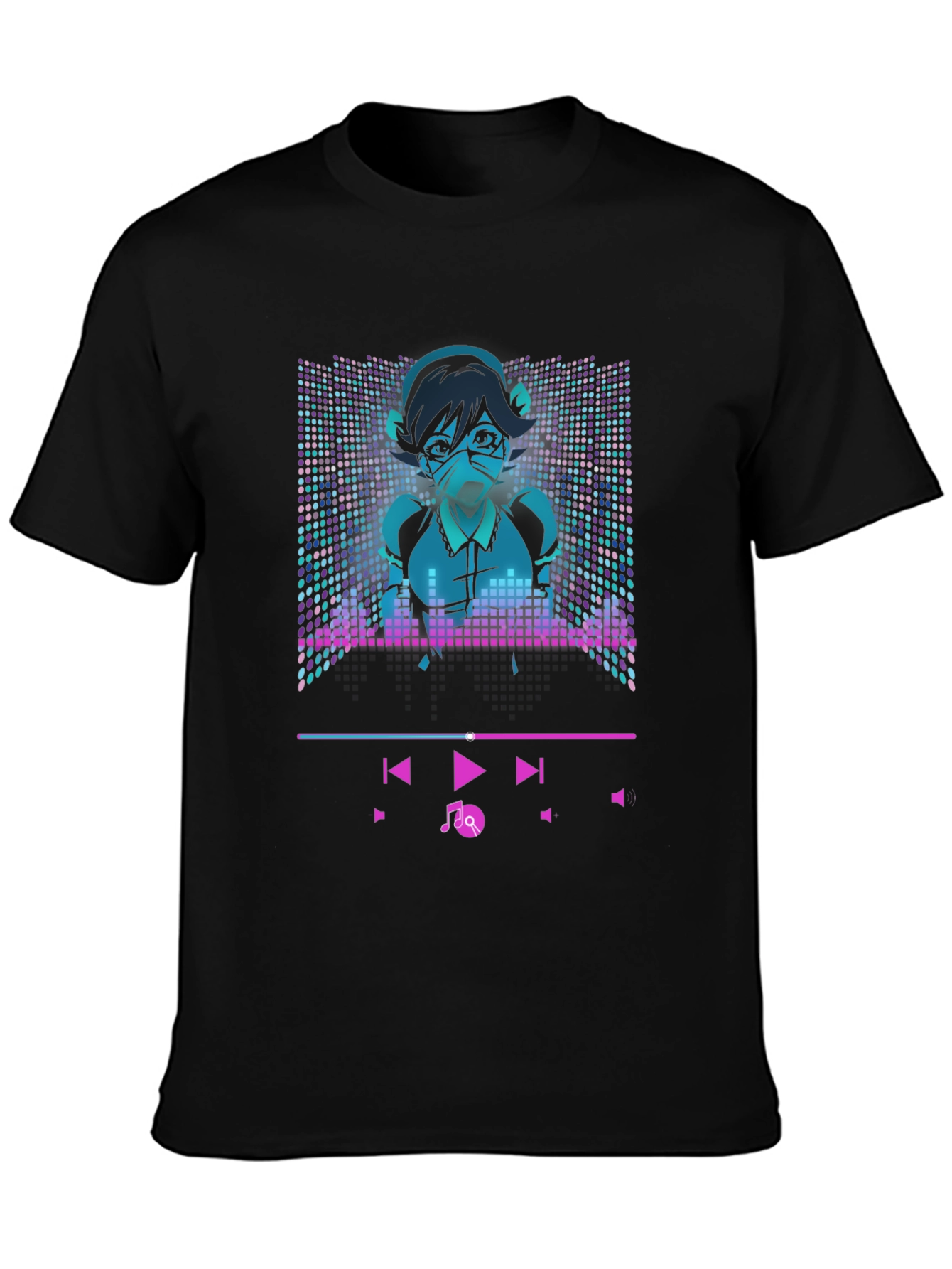 Anime Girl Music Player T-Shirt - Cool Graphic Tee