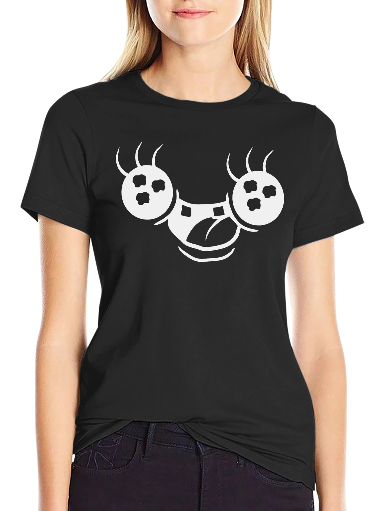 Funny White Face Graphic Black T-Shirt