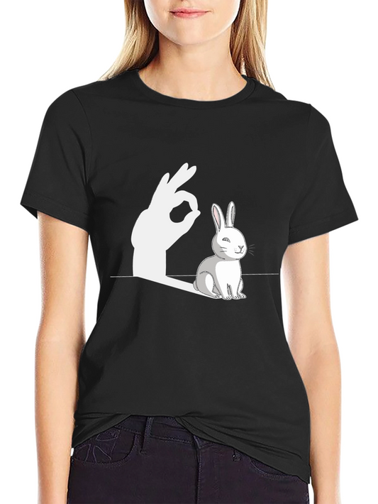 Funny Rabbit Shadow Hand Sign Graphic T-Shirt