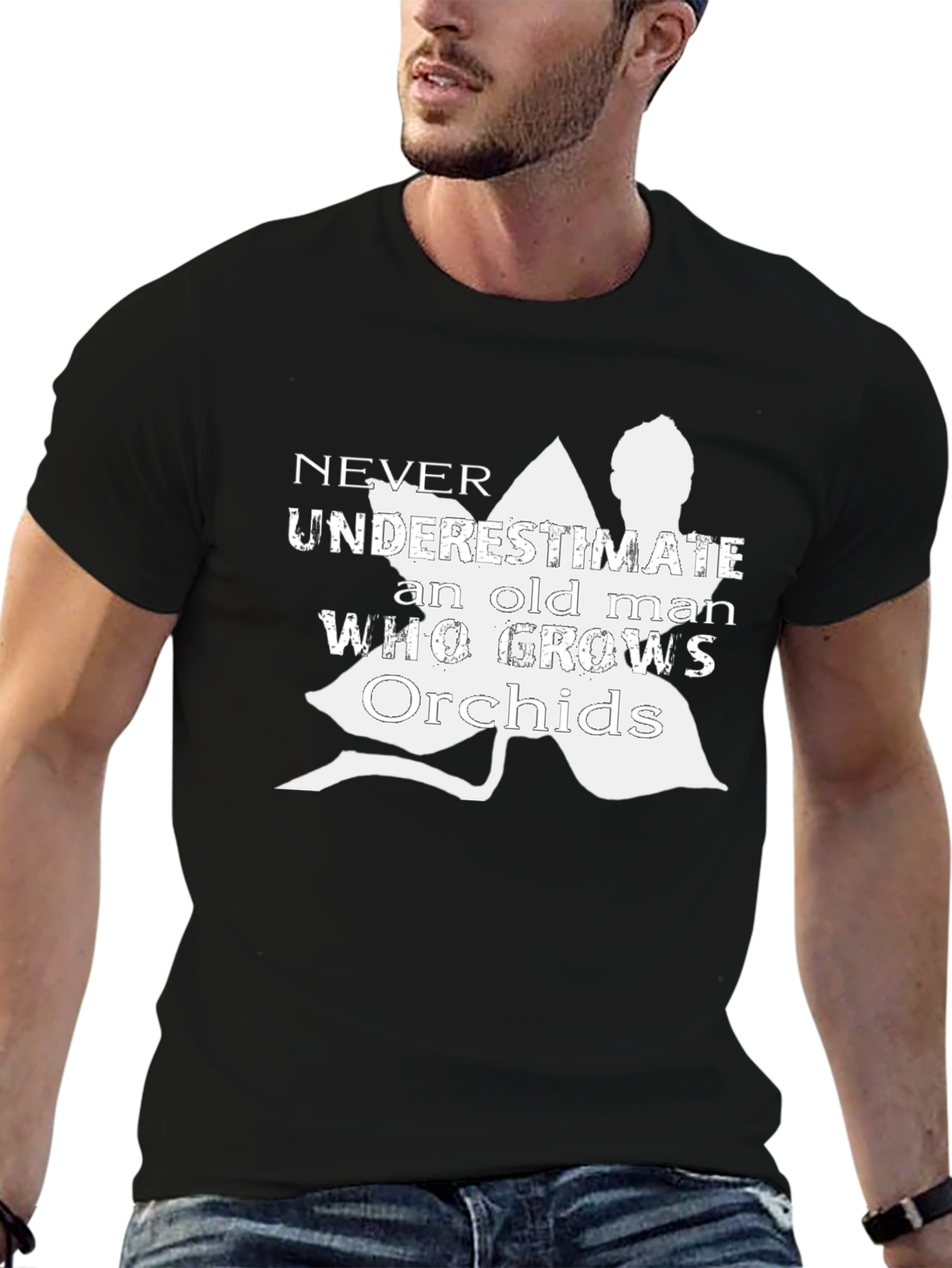 Never Underestimate Old Man Who Grows Orchids T-Shirt