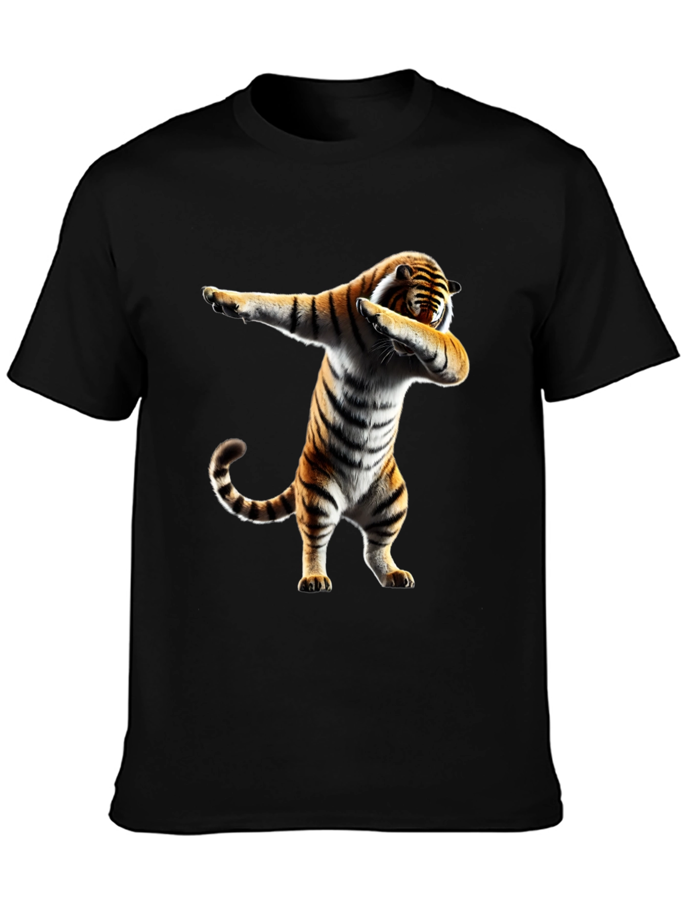 Dabbing Tiger Graphic Tee - Black Cotton Shirt