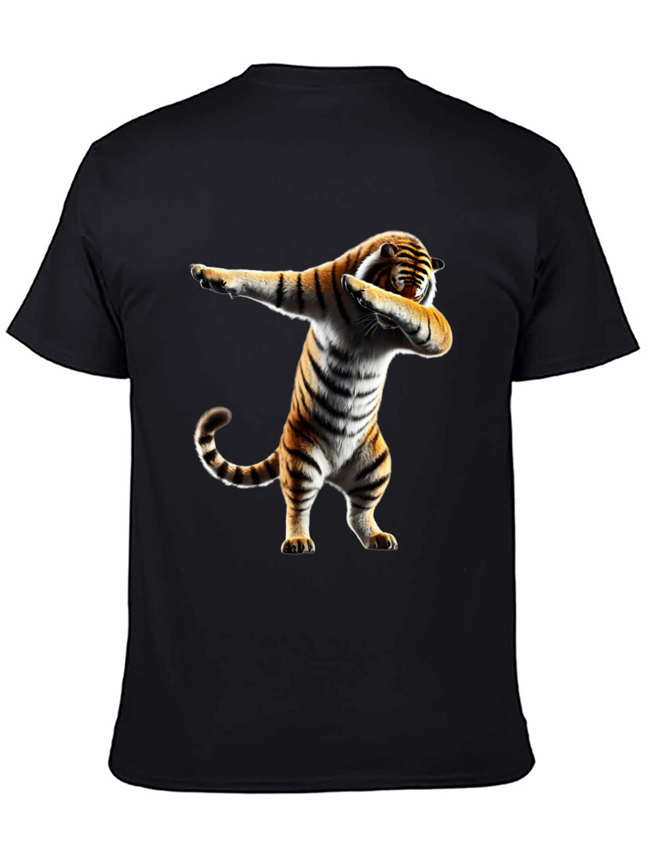 Dabbing Tiger Graphic Tee - Black Cotton Shirt
