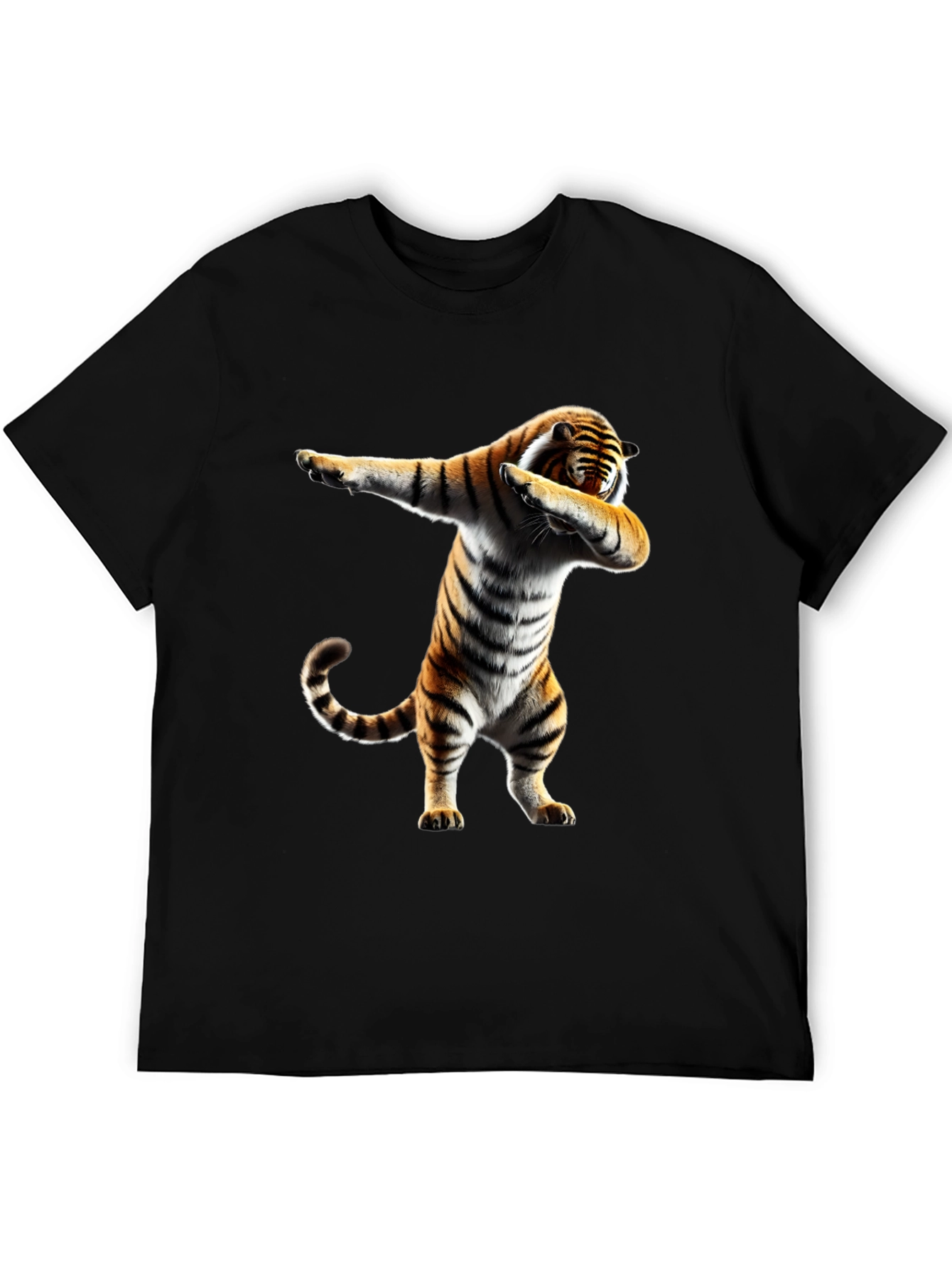 Dabbing Tiger Graphic Tee - Black Cotton Shirt
