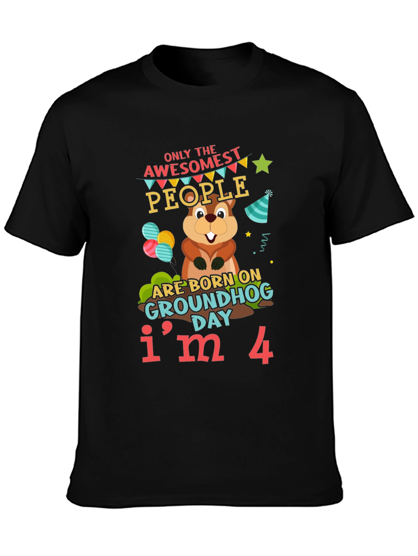 Awesome Groundhog Day 4th Birthday T-Shirt