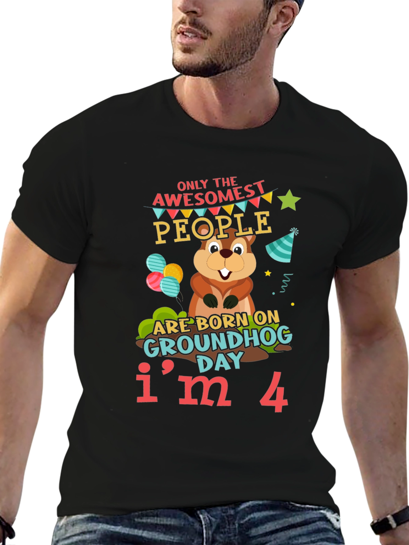 Awesome Groundhog Day 4th Birthday T-Shirt