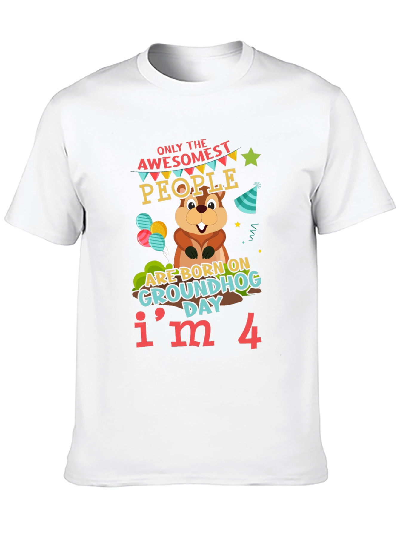 Awesome Groundhog Day 4th Birthday T-Shirt