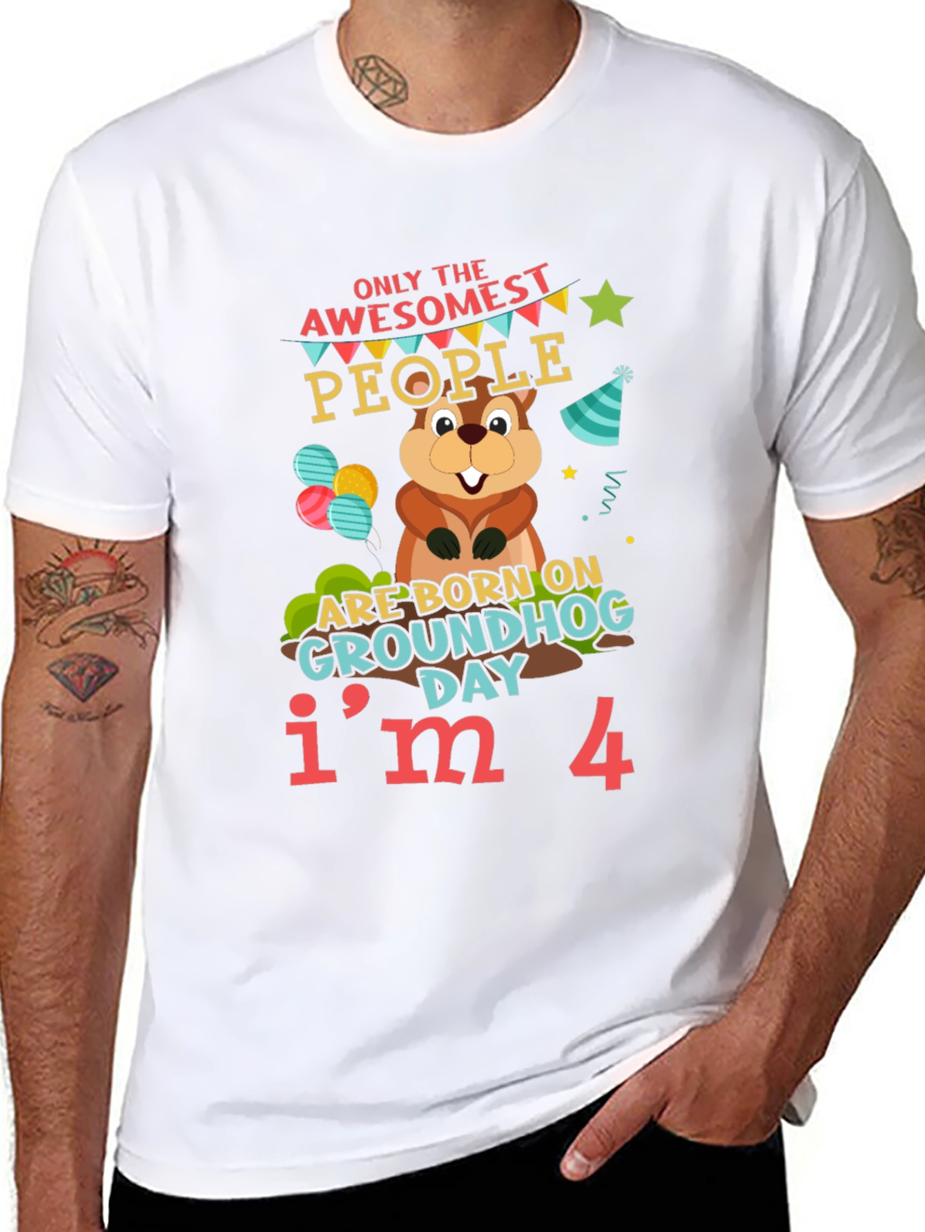 Awesome Groundhog Day 4th Birthday T-Shirt
