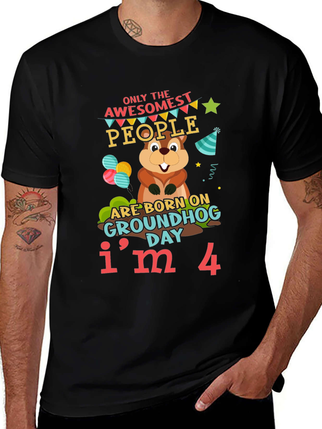 Awesome Groundhog Day 4th Birthday T-Shirt