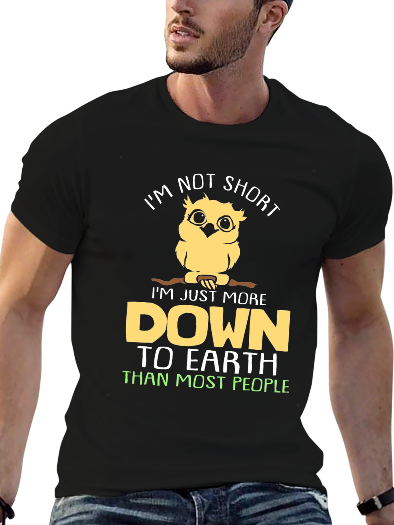 Funny Owl Graphic T-Shirt - Im Not Short