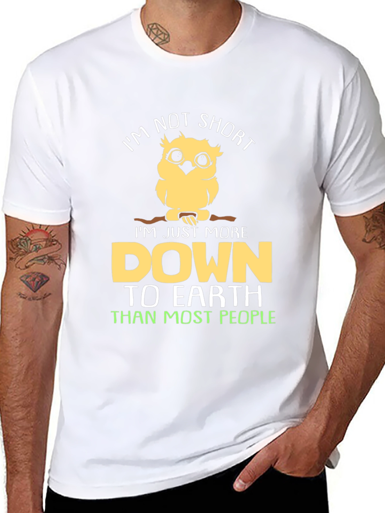 Funny Owl Graphic T-Shirt - Im Not Short