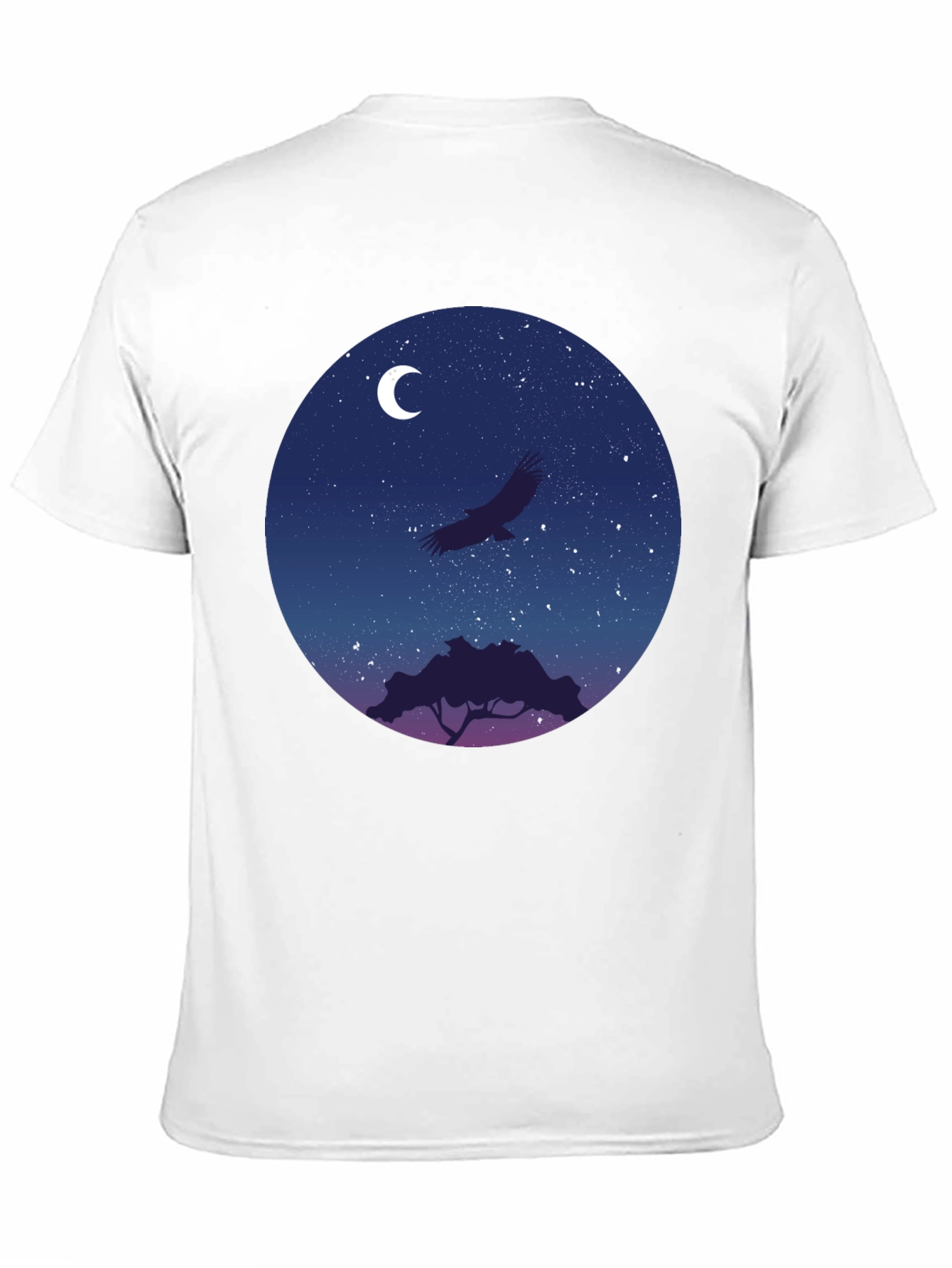 Night Sky Eagle Graphic Tee - Black Cotton Blend