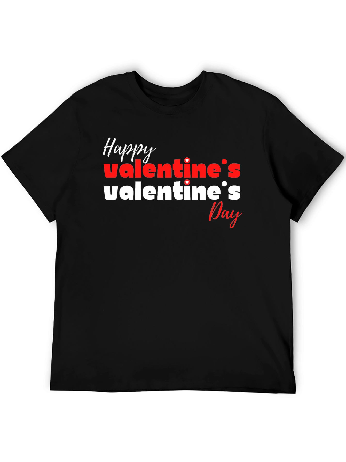 Happy Valentines Day Graphic Tee - Black