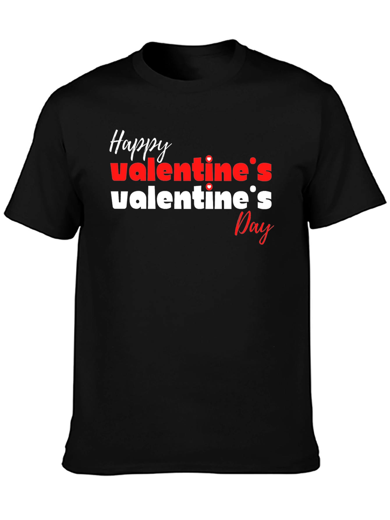 Happy Valentines Day Graphic Tee - Black