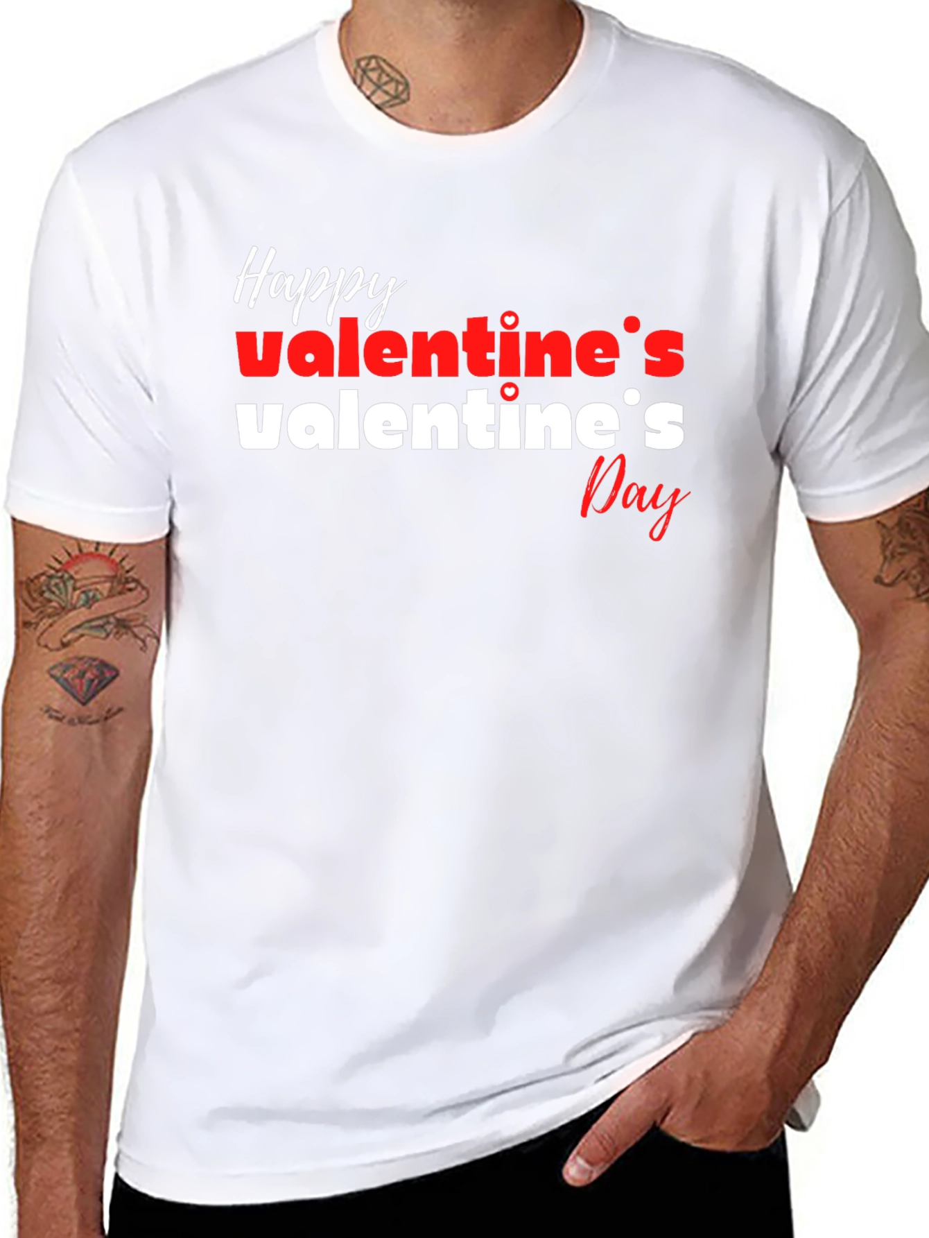 Happy Valentines Day Graphic Tee - Black