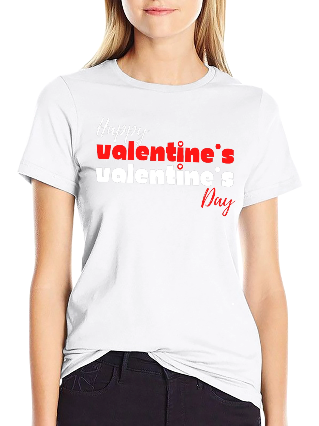 Happy Valentines Day Graphic Tee - Black