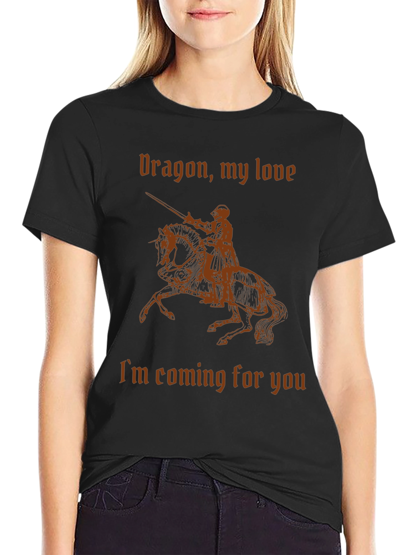 Dragon My Love Knight T-Shirt - Black