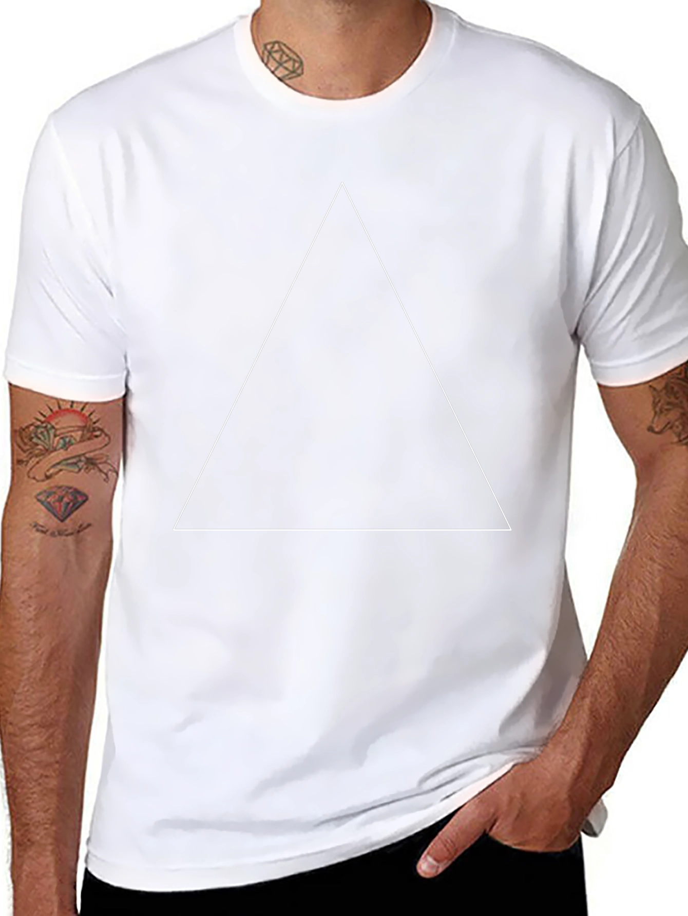 Mens Black Triangle Graphic Tee - Classic Style