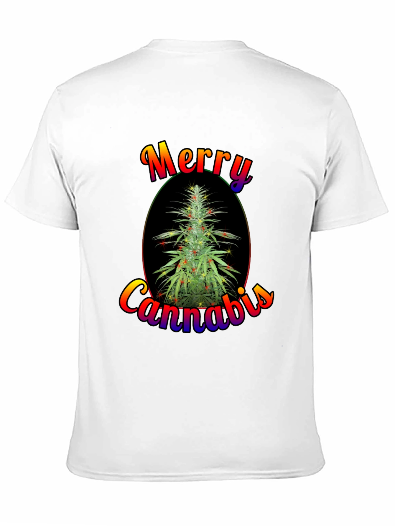 Merry Cannabis Christmas Tree Graphic T-Shirt