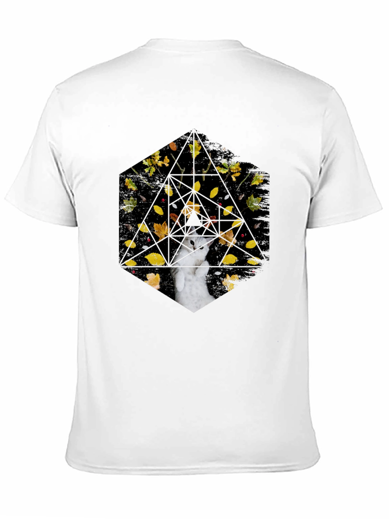 Geometric Cat T-Shirt - Abstract Fall Design
