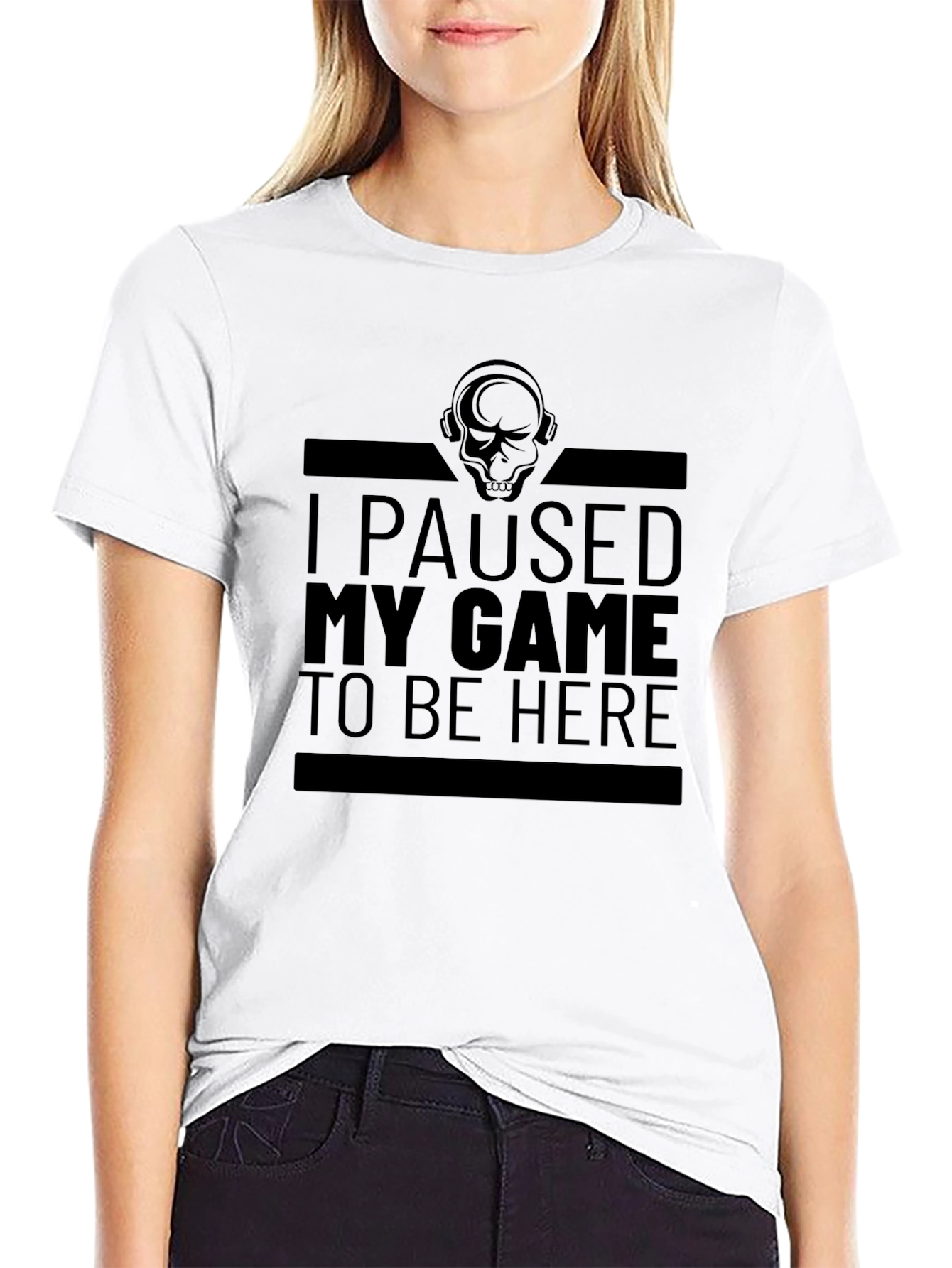 I Paused My Game Black Graphic T-Shirt
