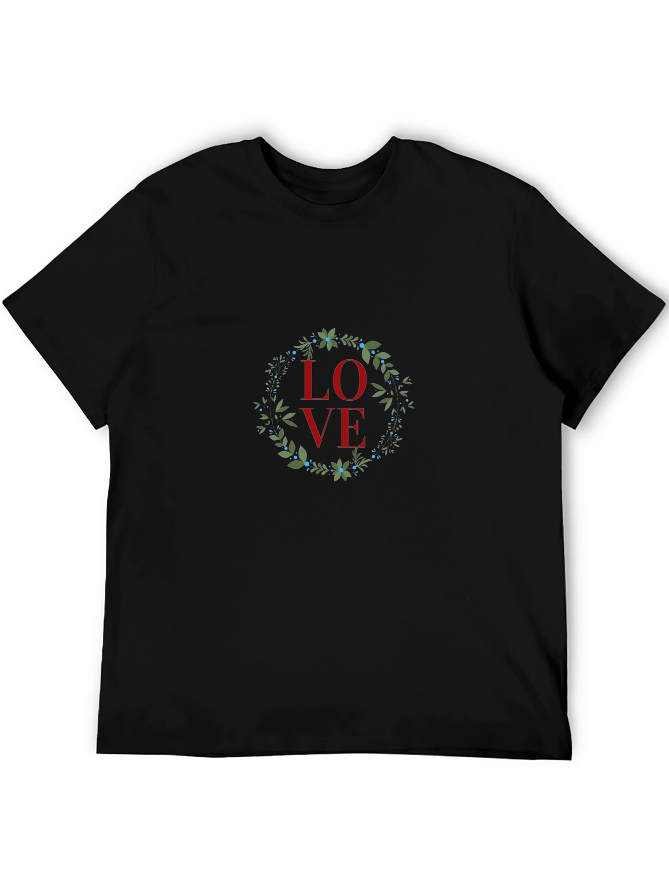 LOVE Floral Wreath Black T-Shirt