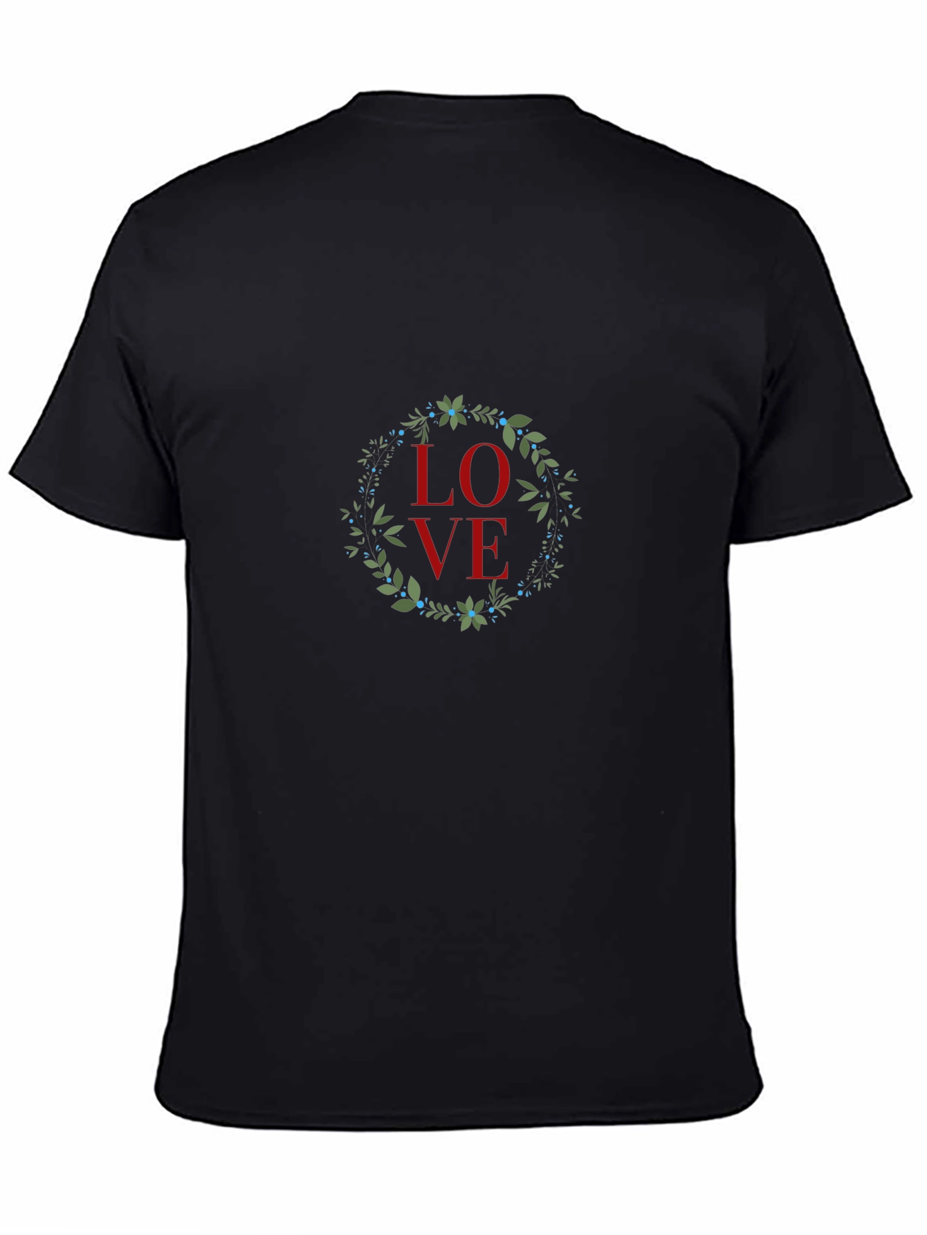 LOVE Floral Wreath Black T-Shirt