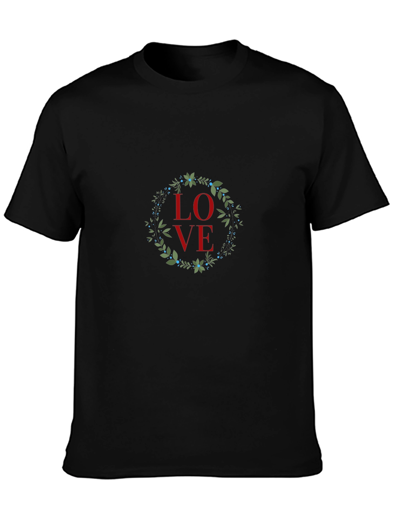 LOVE Floral Wreath Black T-Shirt