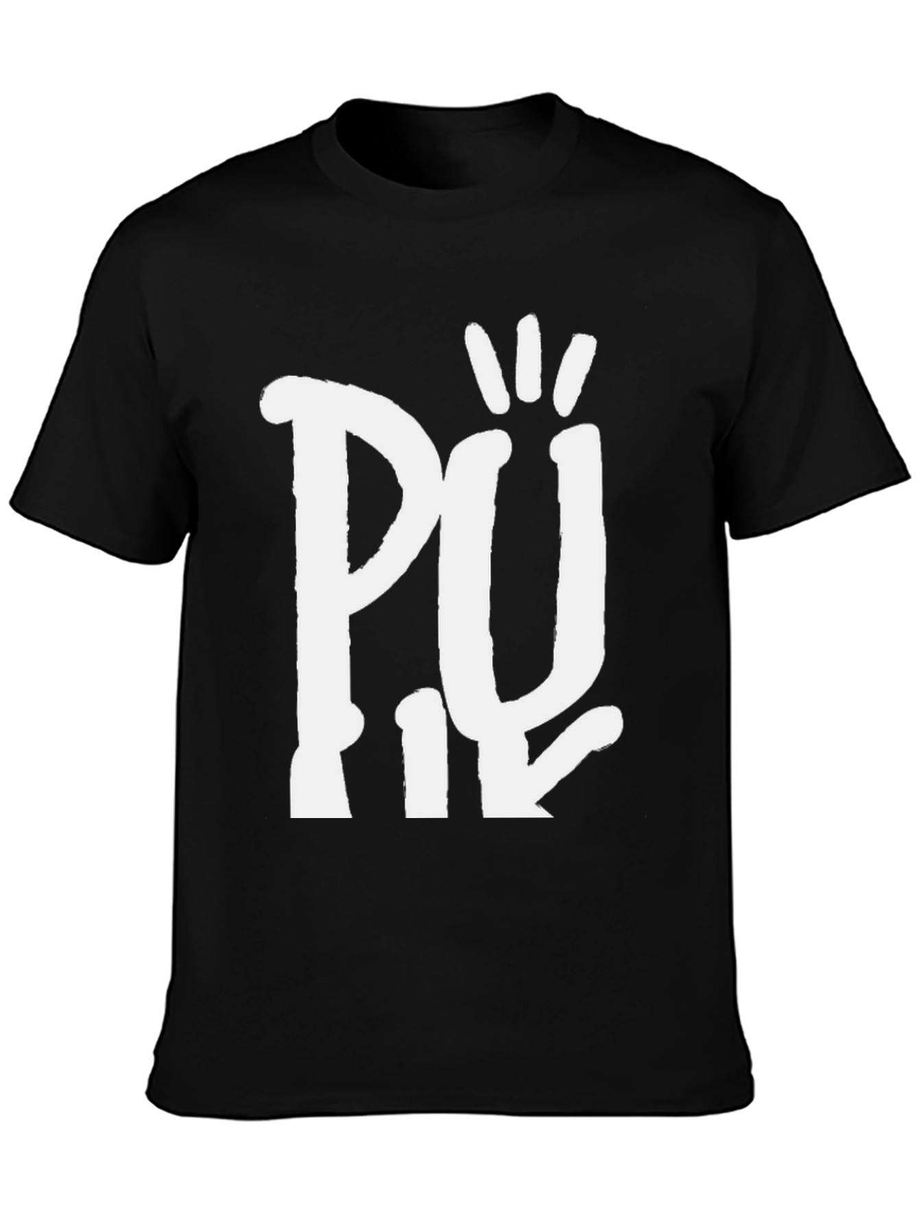 Novelty Graphic Tee - Pii Hand Design Black Shirt