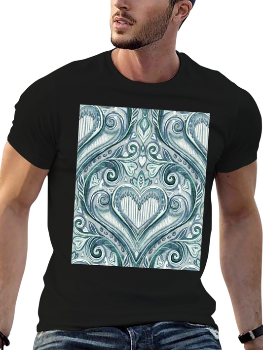 Elegant Heart Scrollwork Graphic Tee - Stylish Comfort