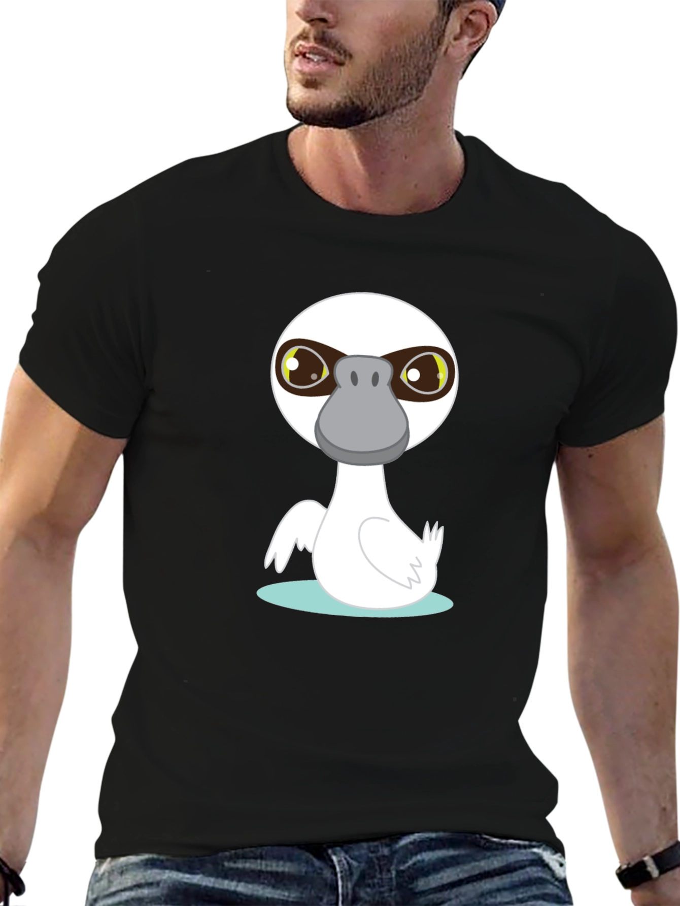 Cartoon Duck T-Shirt - Casual Black Tee