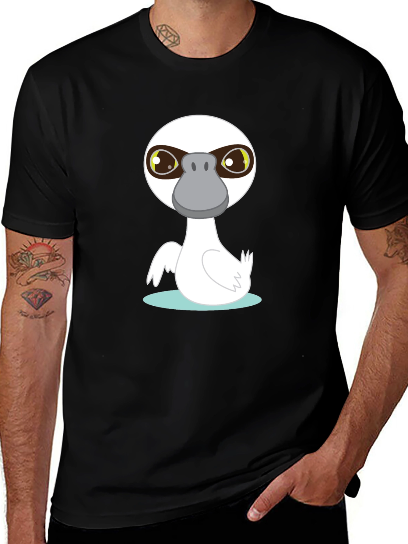 Cartoon Duck T-Shirt - Casual Black Tee