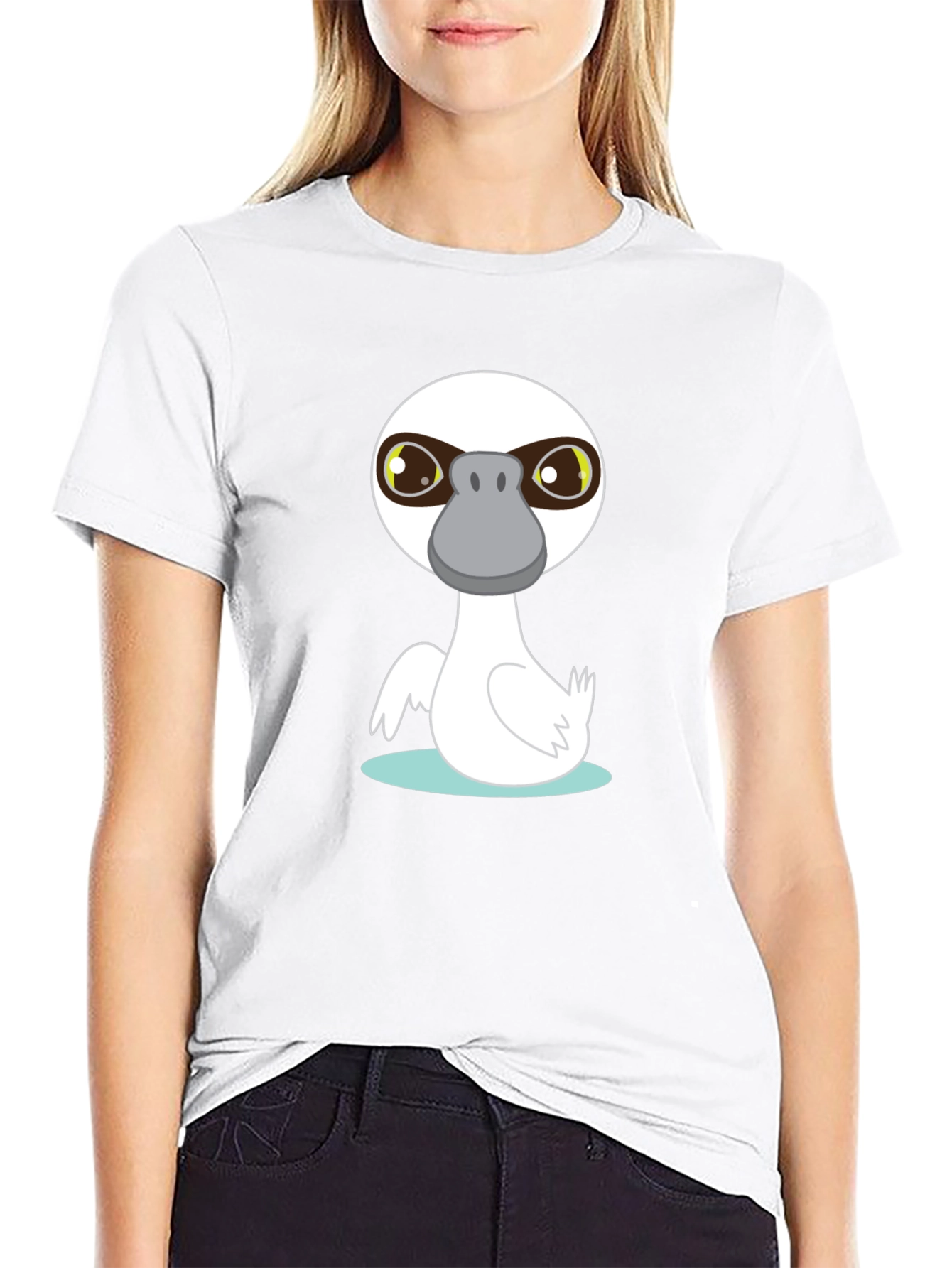 Cartoon Duck T-Shirt - Casual Black Tee