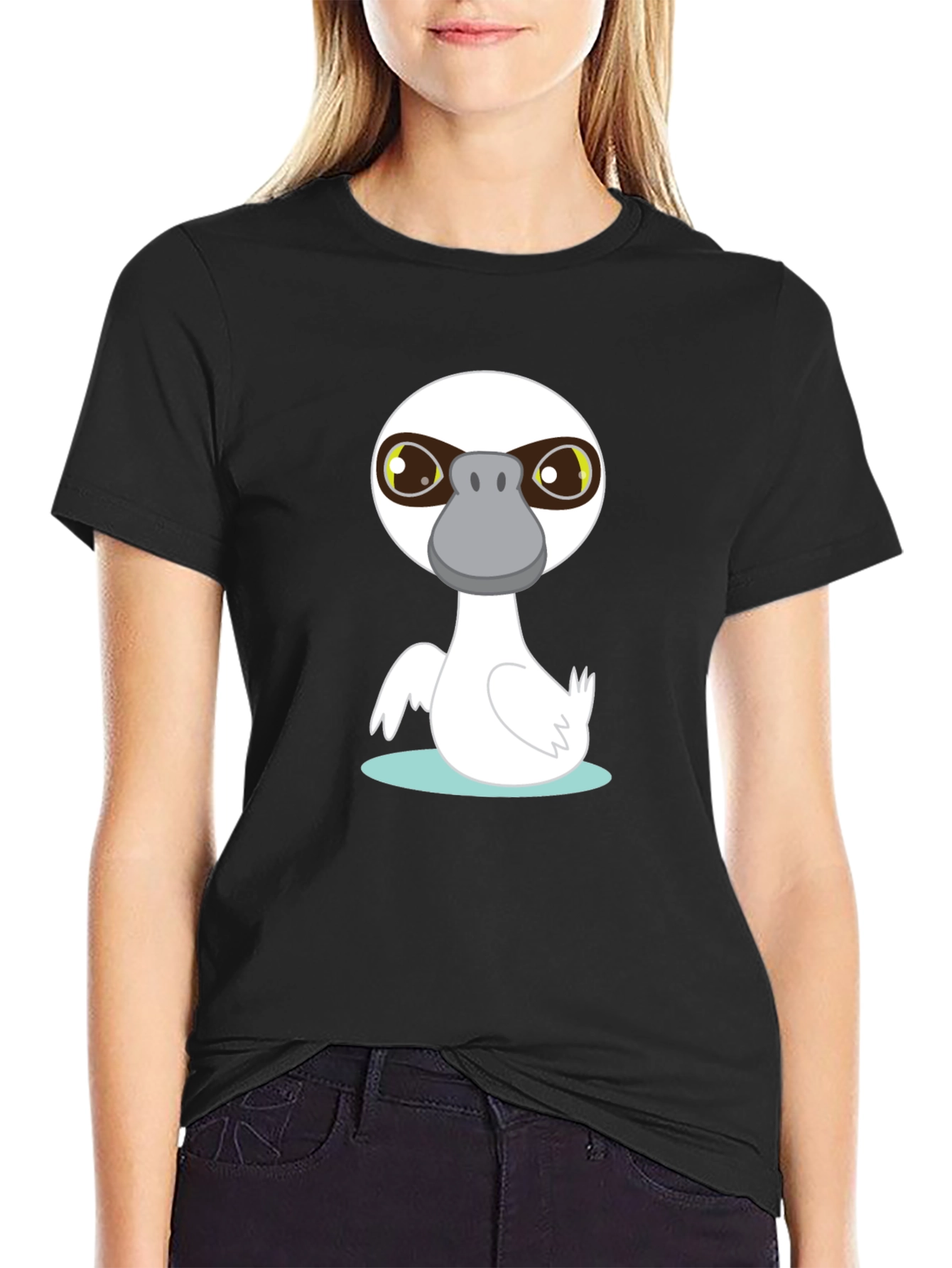 Cartoon Duck T-Shirt - Casual Black Tee